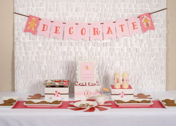 DECORATE BANNER - Gingerbread Girl - Cookie Exhange - Cookie Decoracting Party - Holiday Party Il_570xn