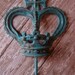 Large Turquoise Blue Aged Royal Crown Wall Hook Wonderful for Hanging Towels or Large Items One of A Kind