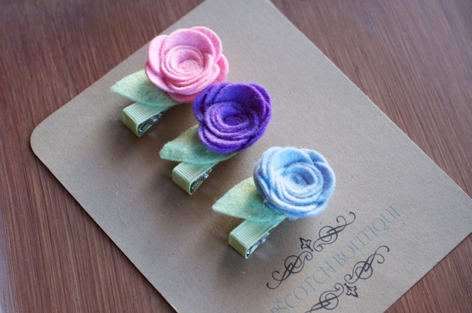 Kortlynn Clips Trio - Simply Felt Flower Clips in Lights shades