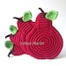 Wine Pears Crochet Coasters . Cherry Deep Red Leaves Beverage Drink Decor Crochet Fruit Collection - Set of 4