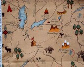 Eagle Peak Trail Map Alexander Henry tan fabric FQ or more