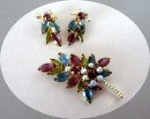 Juliana Brooch & Earring Demi Parure Signed TARA by Delizza and Elster