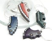 Wine Charm Set Multicolored Abstract in Urban Industrial Style