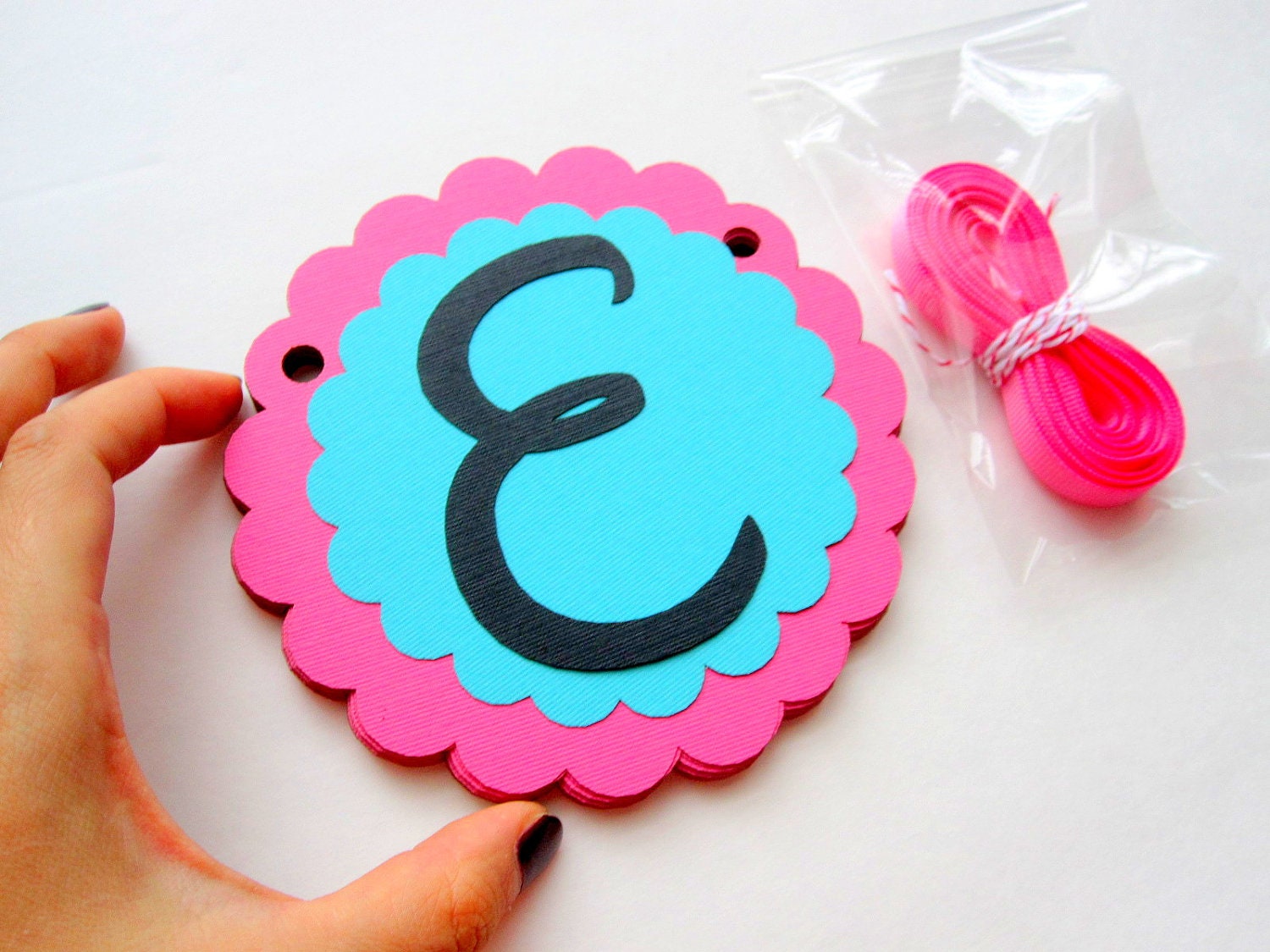 DIY Happy Birthday Banner Set, Ready to Build Banner Hot pink, turquoise and Black Banner set A404 Il_570xn