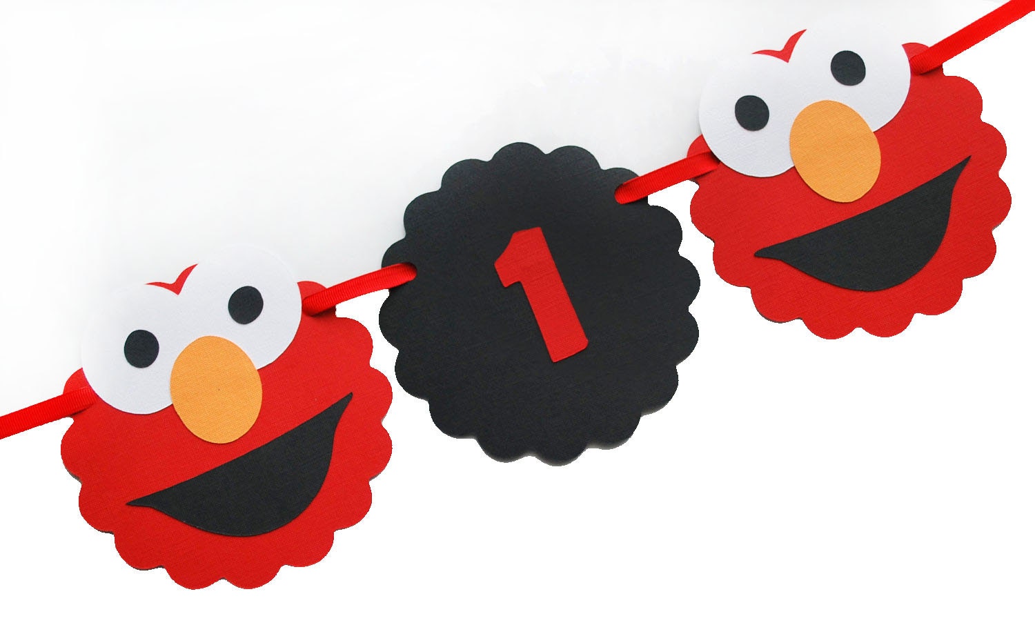 Elmo I am 1  Banner - I am 1 Elmo head banner Red and Black Birthday Banner A283