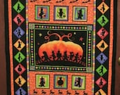 Halloween Wall Hanging / Table Runner, quilted trick or treat decoration home decor samhain witch magic spooky wiccan pagan