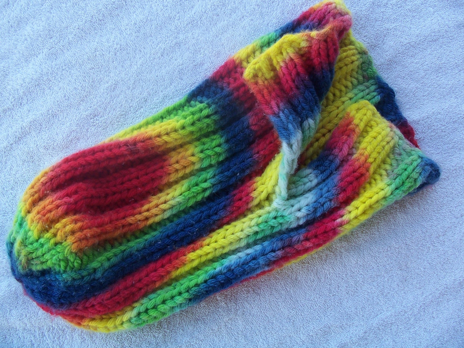 Hand Knit/Dyed Tie Dye Baby Sack