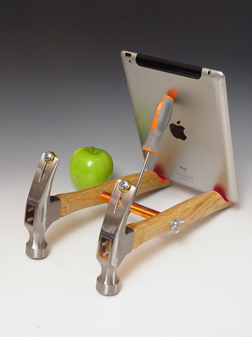 iPad stand. iPad 2. Handmade from real tools. Whimsical. Functional. Fun. Great gift. 350,351,352. FAST SHIPPING.