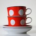 Back in USSR kitchen, polka dot tea or coffee set for two