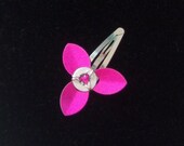 Trillium Hair Clip.  Pink and Silver.