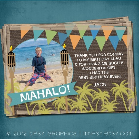 Mahalo. Luau Thank you note for Boys by Tipsy Graphics Il_570xn