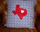 Texas love pillow cover. Blue. White. Red. State. Pillow cover. Texas pillow. 