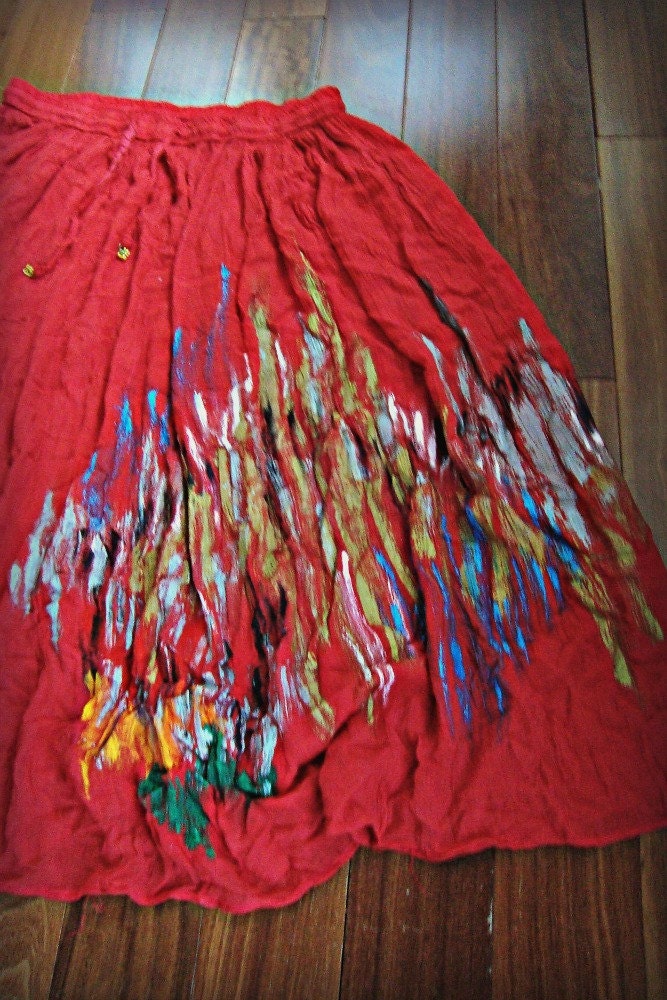 Hand-painted Nature Empress One Size Coral Red Skirt fits 8-16