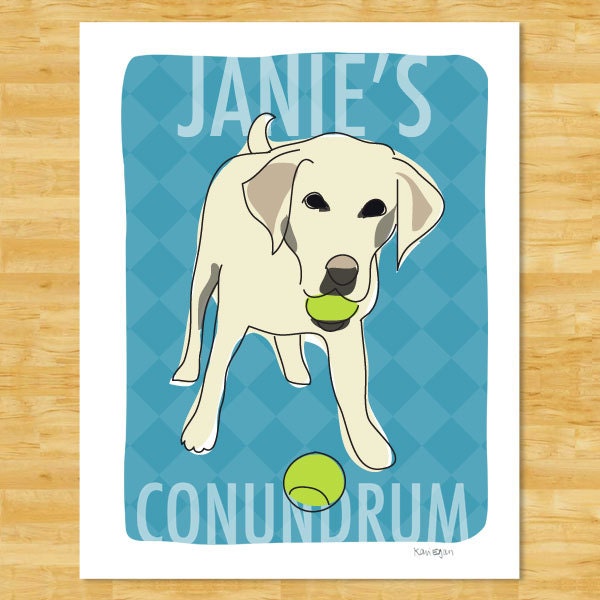 Personalized Custom 8x10 Labrador Retriever Print - Yellow Lab Conundrum
