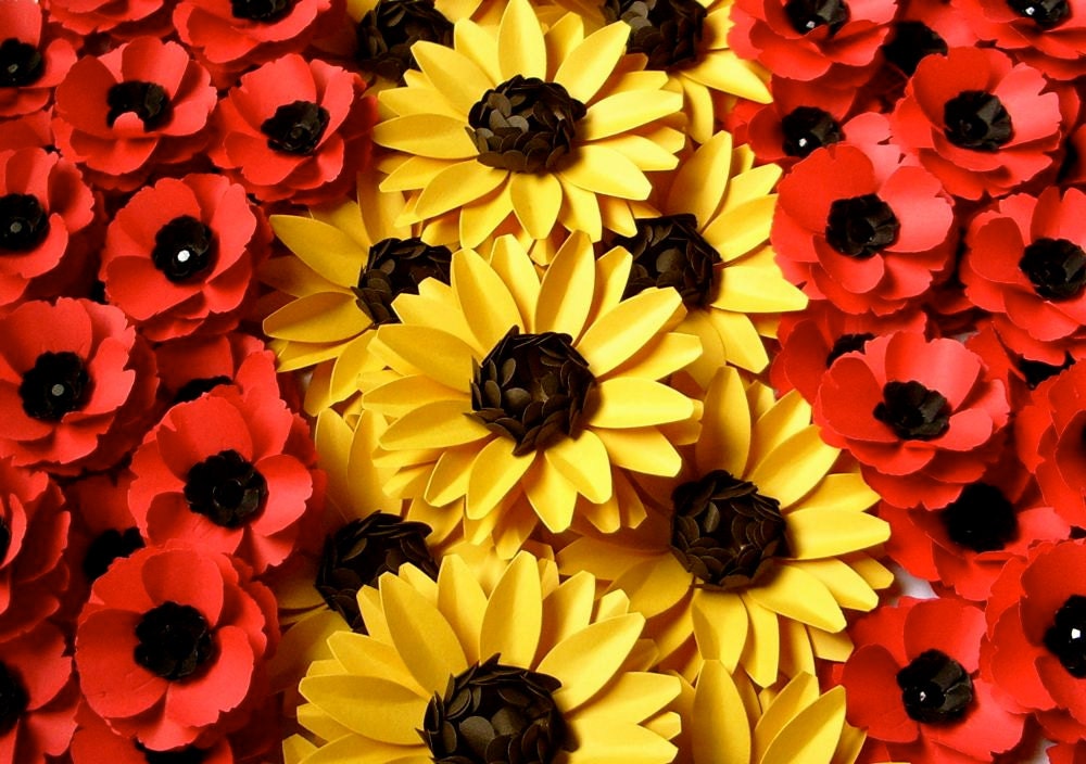 The Sunflower - Handmade Paper Flowers -  Set of 10 Sunflowers