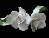 CAPIDOMONTE PORCELAIN CHINA, Large, White Roses For Mosaics, Four Pieces, Vintage, Italy, Gorgeous.