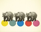 Wandering Bears - Animal art, mid century modern print, brown bear, nursery art, kids room decor 8x10 Giclee print