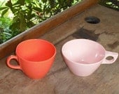 Vintage Melmac Melmine Texas Ware Cup Mug Orange Pink Retro Kitchen Dining Housewares Drinking Home Decor Serving