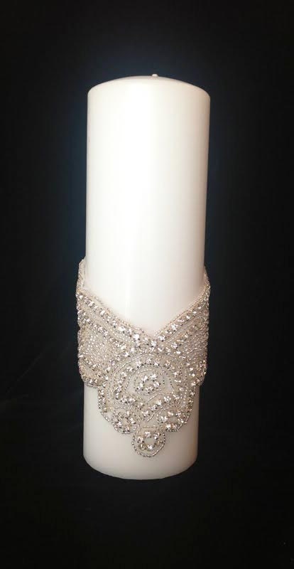 DESIGNER SALE 25% OFF Crystal Rhinestone Unity Candle Set "The Anna"