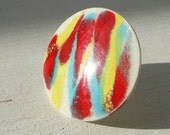 Livia adjustable cocktail ring - ceramic hand painted disc - statement primary colors - eco friendly repurposed vintage - eco friendly