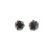 Dark Silver Encrusted Disc Studs