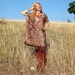 Kaftan Dress in Oxblood Burgundy and Gold Cashmere & Silk  with Fringe . Hippie Boho Style Caftan . One Size Fits All
