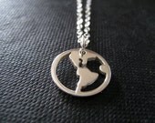 Globe necklace, earth charm necklace, sterling silver world charm necklace, world peace