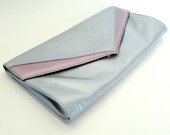Vintage 80s silver lavender faux leather clutch