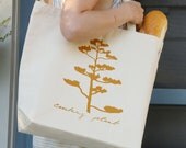Natural Cotton Canvas Century Plant Succulent Tote and Grocery Bag