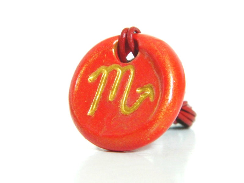 Scorpio Zodiac Necklace in Red and Gold, Silver and Black, or Black and Gold
