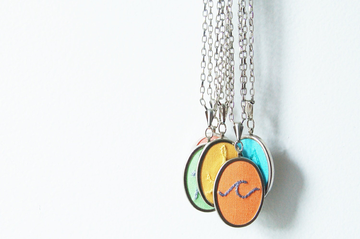 Made to Order. Embroidered Initial Necklace --- 24 INCH CHAIN ---