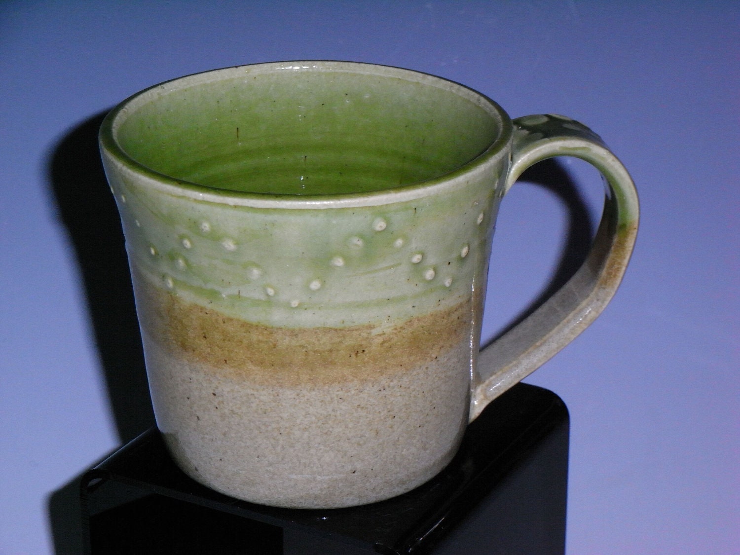 Beautiful Sand & Green Dotted Earth Palette, Wheel Thrown Mug