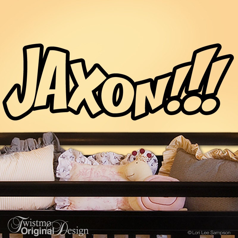Comic Book Lettering Wall Decal, Custom Name Wall Art: Super Hero, SuperHero, Baby Nursery, Boys, Teens, Toddler, Bedroom Decor, Jaxon