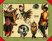 Pinups n Eagles n Eyes Tattoo Flash