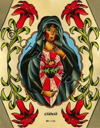 Tattoo Flash Virgin Mary | virgin mary tattoo flash by milkytoast on etsy Tattoo Flash Virgin Mary | virgin mary tattoo flash by milkytoast on etsy
