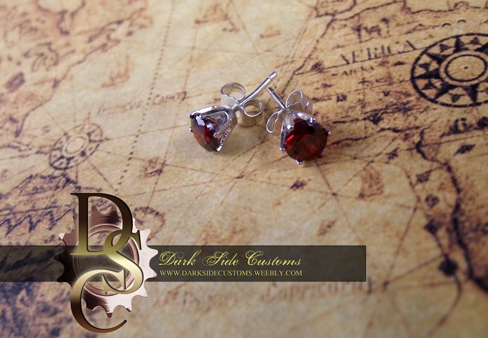 Sterling RED CZ Studs