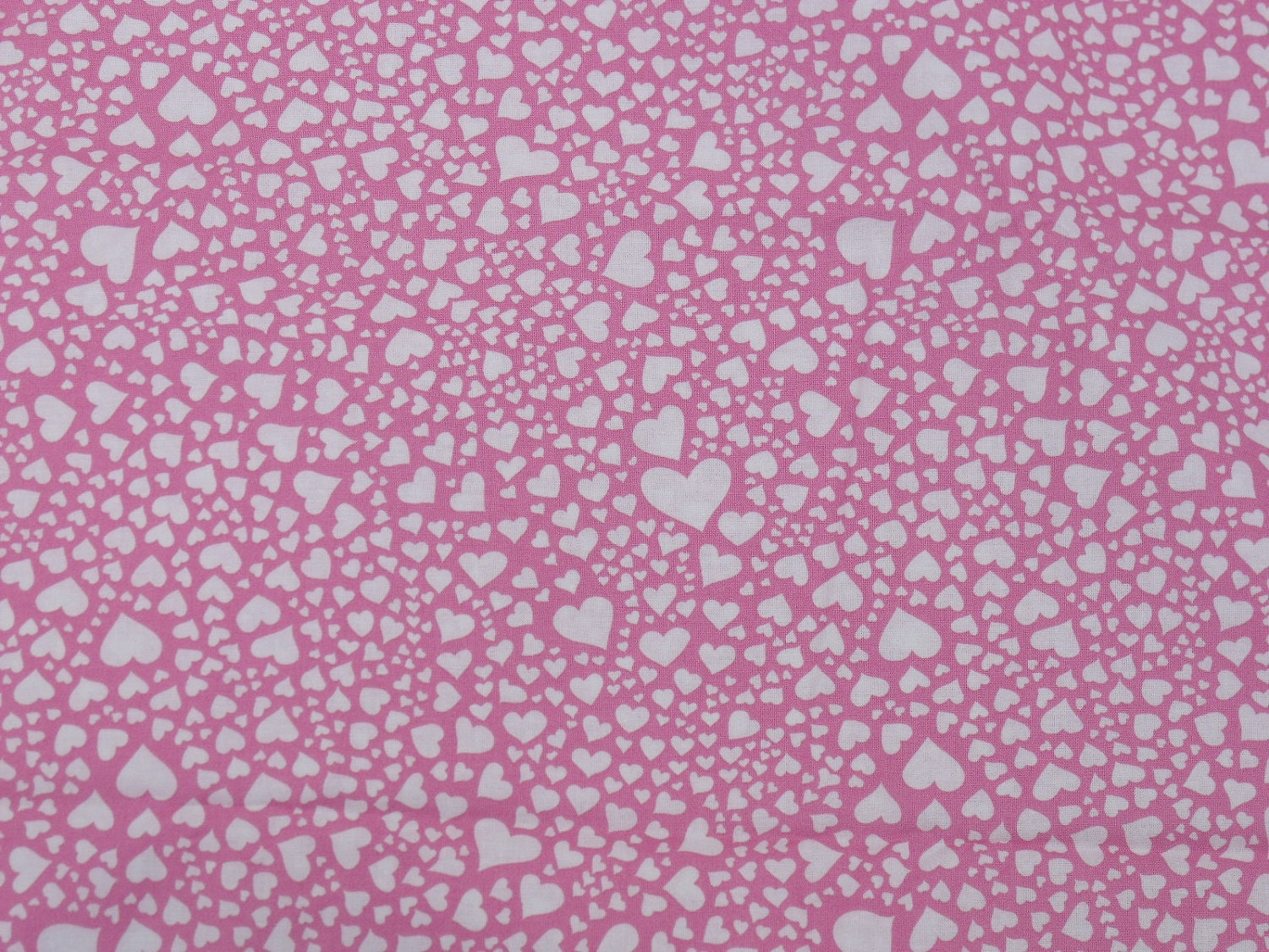 Cotton Fabric, 1 Yard, Pink with White Hearts, Quilt, Quilting, Pillow, Wallhanging, Dress, Home Decor, Additional Yardage Available