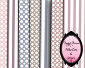 Soft Pink Digital Paper Polka Dot Paper Stripe Digital Paper Instant Download Digital Scrapbooking Wedding Invitation Paper party decoration Il_170x135