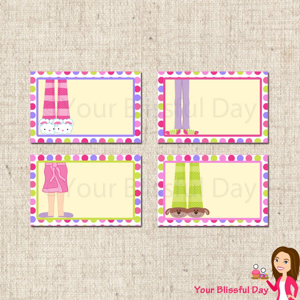 PRINTABLE Girl Pajama Party Label Tents Il_570xn