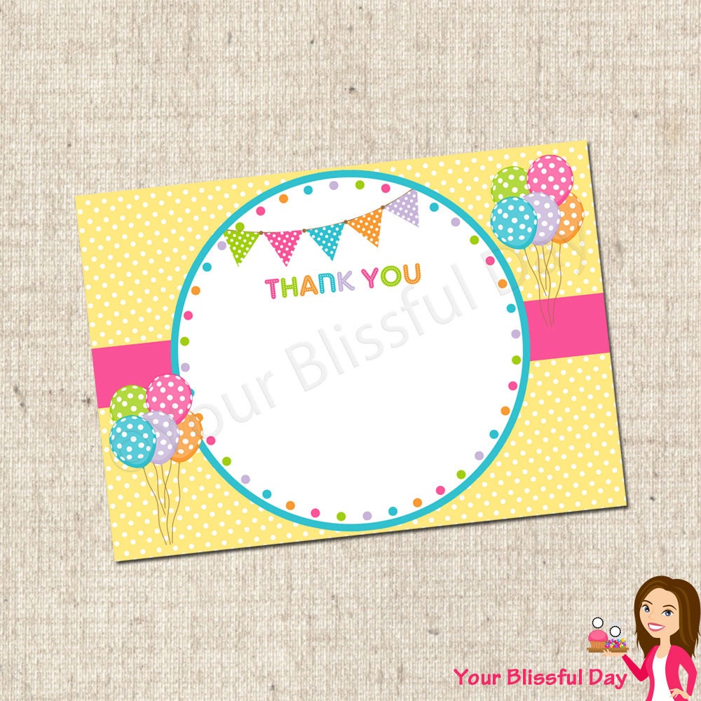PRINTABLE Polka Dot Party Thank You Cards Il_570xn