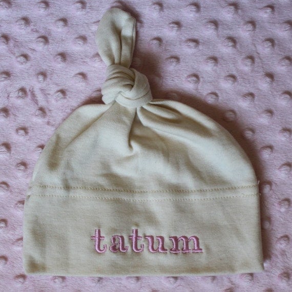 Baby Hat ORGANIC Cotton Monogrammed Personalized Baby Hat Knotted Cap Beanie The Best Baby Gift