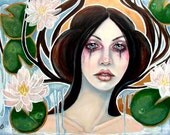 Fairy Wales Pagan goddess waterlily 11x14 fine art print