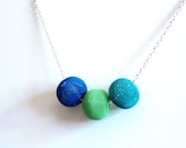 50% off - Choker - Wire Mesh Globe Necklace Choker, Bright Blue, Green,Teal, Silver Chain