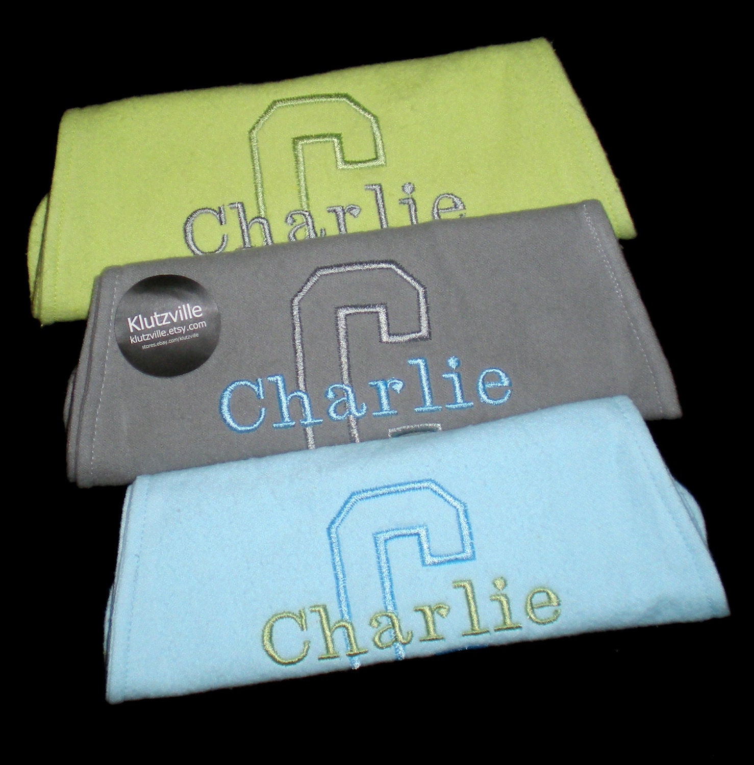 Personalized Burp Cloth Name and Initial set of 3