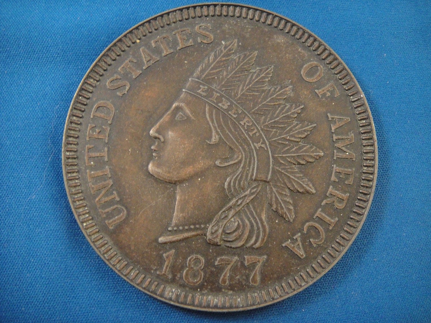 1877 Indian Head One Cent Penny Decorator By Wishingwellsglass