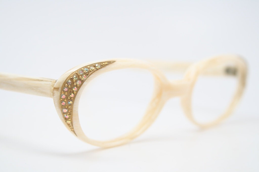 cat eye glasses rhinestone cateye eyeglasses NOS Vintage