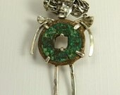 Angel Mikayla Seeks Wisdom - Up Cycled Sterling, An  I Ching Coin, And PMC - Art Jewelry Pendant - 867