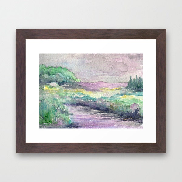 Watercolor Painting - Impressionist Midland Marsh Creek Art Print