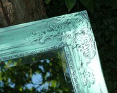 Shabby Chic Mirror in Distressed Aqua or Choose Color Extra Large 42 x 30 Seaside Beach Cottage
