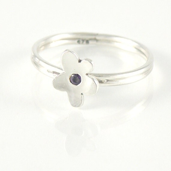 Sterling Silver Stacking Ring, Cute Flower Stackable Silver Ring ... Sterling Silver Stacking Ring, Cute Flower Stackable Silver Ring ...